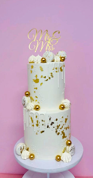 Cake Creations by Kate™ SpecialityCakes 2-Tier Elegant Gold and Macarons Extended Cake
